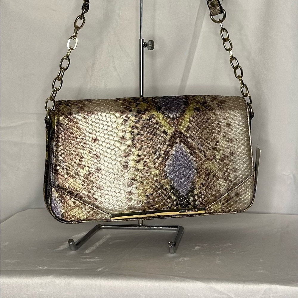 Anne Klein Snakeskin Shoulder Bag in Brown and Tan